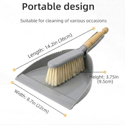 Dustpan and Brush Set -Small Broom Dustpan Set, Hand Broom and Dust Pan for Pet, Car, Dorm, Comping (Gray) - color: Gray
