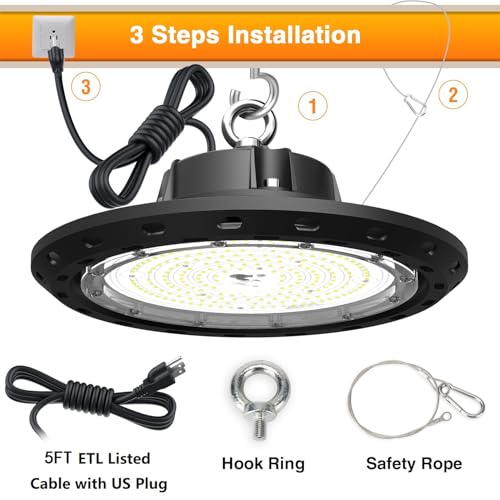 LED High Bay Lights 4-Pack, 300W UFO Shop Light - size: 300W4P-Dimmable
