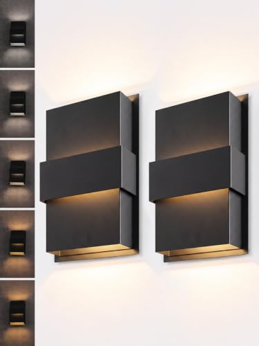 LEONLITE 2-Pack 5CCT LED Square Up Down Wall Lights Outdoor, ETL Listed