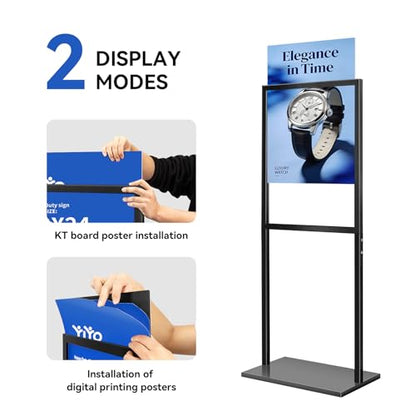 YIYO Sign holder floor stand, heavy Duty Pedestal poster stand for display,22×28 inch slide-in double sided poster sign holder floor standing Display Advertising (22×28)