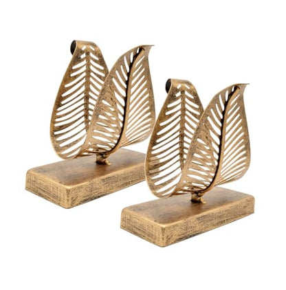 Set of 2 Freestanding Modern Napkin Holder with Leaf Design, Tabletop Tissue Dispenser, Countertop Napkin Storage Organizer – Bronze - color: Bronze 2Set