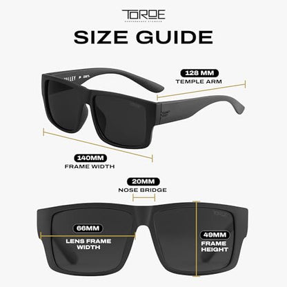 TOROE VALLEY Polarized z87+ Men Sunglasses - color: Matte Black | Black Emblem | C4 Lens