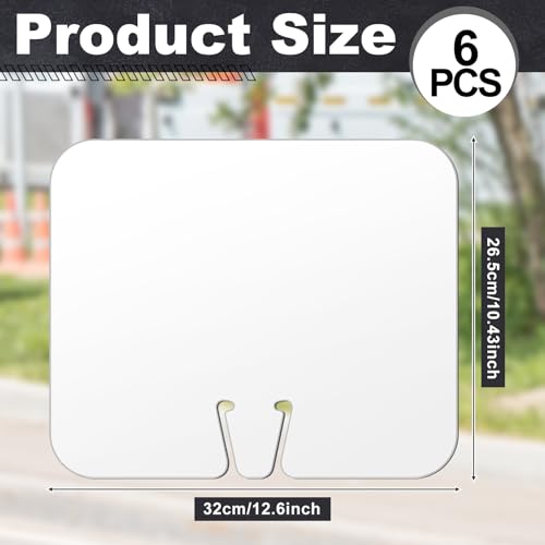 Geetery 6 Pcs Blank Traffic Cone Signs, 10.4"x12.6" Write-on Sign, White - color: White