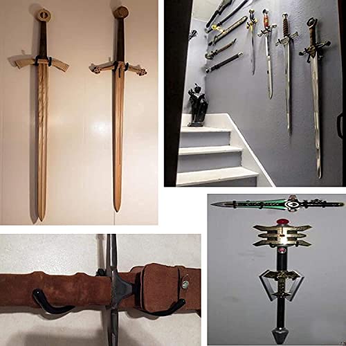 Universal Adjustable Sword, Wall Hook Storage Organizers Rack Display Hanger Wall Mount Stand Collection Holder for Sword,Dagger,Axe,Keyblade,etc — Vertical/Horizontal Display -（2 pack）