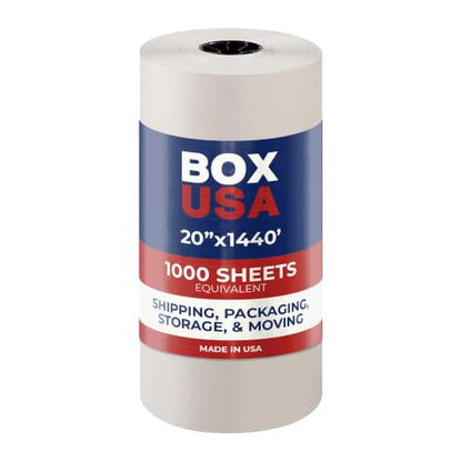 BOX USA White Newsprint Paper Roll 20x17280" (1440'), Recycled for Packing - size: 20"
