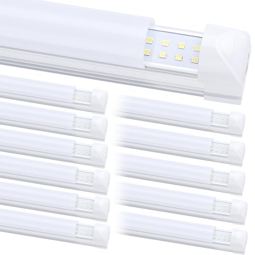 (12-Pack), 8FT LED Shop Light Fixture, Super Bright 100W 6000K Cold White 15000LM, 8 Foot Led Lights, Flat 2 Rows Flat Shape 96" LED Shop Lights,Linkable T8 LED Tube Lights for Garage Warehouse - size: 8FT 12PCS Frosted Cover