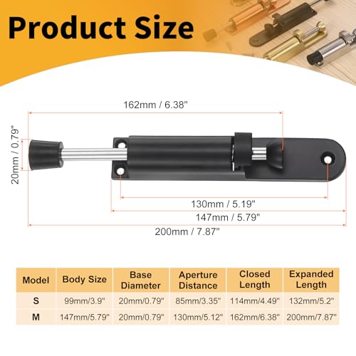 M METERXITY Kickdown Door Stop w/Rubber Tip and Screws 1.77" Black - color: Black, size: 1.77"