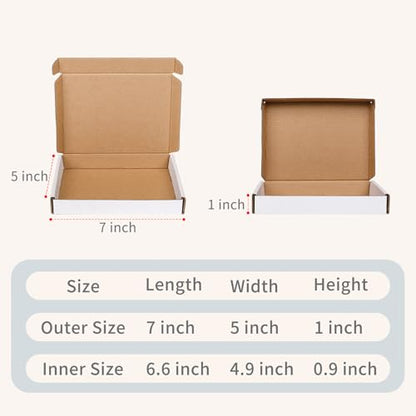 Fishat 7" x 5" x 1" White Corrugated Cardboard Shipping Boxes Set of 25 - size: 7" x 5" x 1"