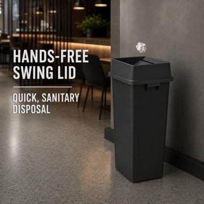 1 Pack Blue 23 Gallon Square Commercial Recycling Bin with Lid, Heavy Duty Plastic Recycle Container with Venting Channels and Built-in Handles - color: Blue, size: 23 Gallon