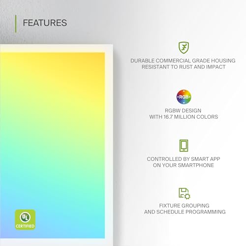 ASD 2x2 RGBW Smart LED Flat Panel Light, 3500K 4000K 5000K UL 2 Pack - color: RGBW, size: 2X2