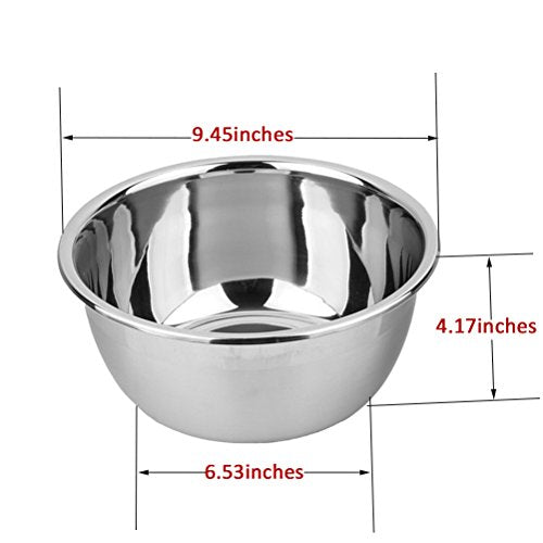 meleg otthon Stainless Steel Bowl,3QT Salad Bowl,Metal Bowls,Stainless Steel Basin,Heavy Duty Deeper Edge Mirror Finish Dishwasher Safe bowl (M)… - color: 9.5" diameter x 4.2"high