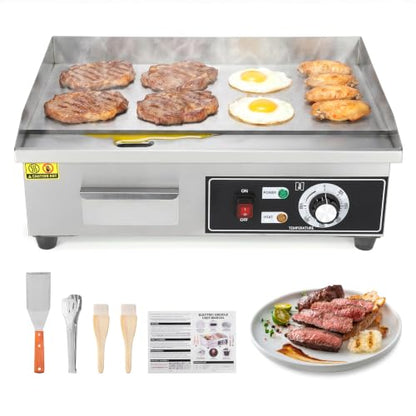 Dyna-Living Electric Griddle 22''Flat Top Grill Commercial Teppanyaki Grill - color: Silver Panel
