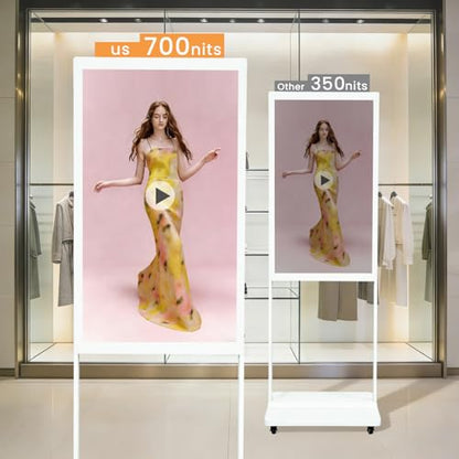 43" Digital Signage Display Kiosk Indoor Floor Standing Advertising White - size: 43 Inch-Whtie