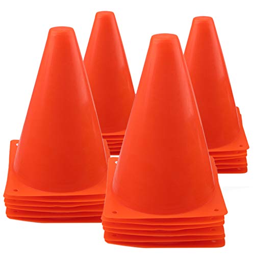 Mirepty 7 Inch Plastic Traffic Cones Sport Training Agility Marker Cone - color: Orange, 24 Pack