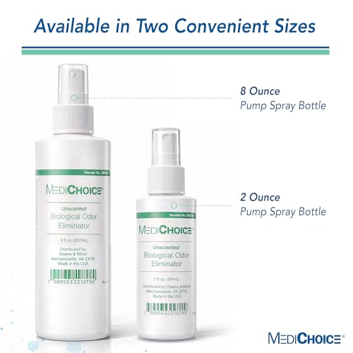 MediChoice Biological Odor Eliminator, Unscented, Pump Spray, 2 Ounce, 1314OE2241 (Each of 1)