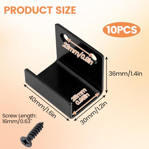Coshar 10Pcs Tile Display Wall Hanger Thicken Stainless Steel Flat J Hook - size: 25mm Inner Width(Black)