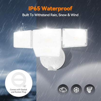 85W 10000LM Dusk to Dawn Outdoor Lighting, 4-Head Super Bright LED Flood Light, 5000K Daylight, IP65 Waterproof Hardwired Exterior Security Light for House Garage, Yard, Backyard (White) - color: White
