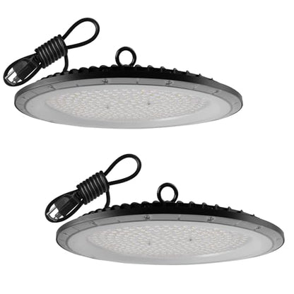 2 Pack UFO LED High Bay Light, 6500K 200W, Black, 21000 LM, IP65 Waterproof, Industrial, High Bay LED Shop Lights - size: 200W-2pack