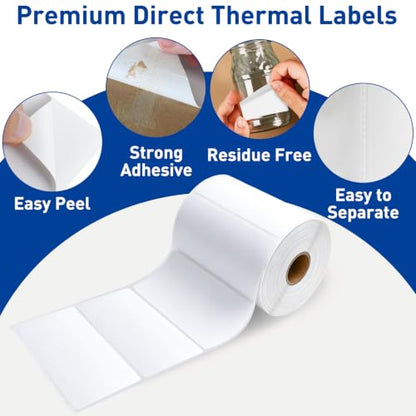 ESSENTIAL 4" x 2" Direct Thermal Labels,1" Core (750 Labels, 1 Roll) - size: 4"x2"