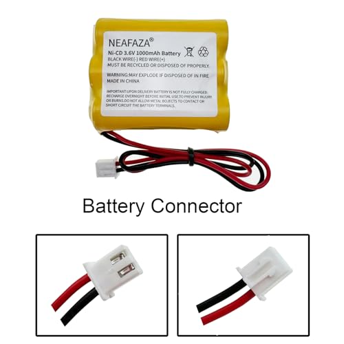 3.6v 1000mAh Ni-CD Exit Sign Emergency Light Battery Pack Compatible with OSA107 PowerSonic A5289-1 DISON KRH-15/51 KRH15/51 JLEU9 (2-Pack)