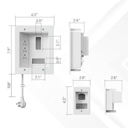 Mount-It! In-Wall TV Cable Management Kit with Power – Triple Outlet, Male Wall Plug and 5ft External & 9ft Behind the Wall Cords, Hand Saw – Easy, Safe Cable Management for TV and Home Theater Setups - style: Triple Outlet – 5ft External / 9ft In-Wall