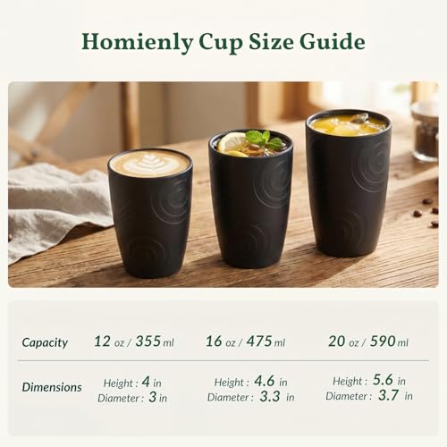 Homienly Wheat Straw Drinkware 12oz Unbreakable Drinking Glasses 6-Piece Stackable Kithen Cups Dishwasher and Microwave Safe Cups for Everyday Family Meals, Entertaining-Black - color: Black, size: 12 Ounces