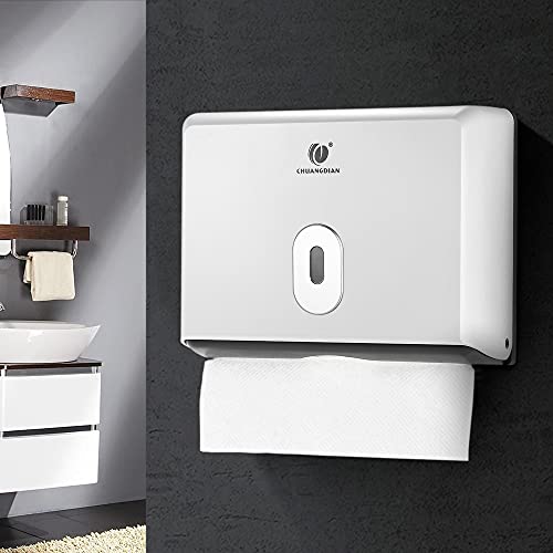 Commercial Paper Hand Towel Holder, Toilet Tissue Dispenser, Wall-Mounted Bathroom Tissue Dispenser Tissue Box Holder for Multifold Paper Towels (White) - color: White