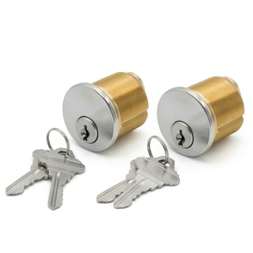 Key4less Brass Mortise Cylinder Lock 1-1/8 Inch Keyway Keyed Alike | Storefront Door Replacement - Adams Rite Kawneer Vistawall 2pack - size: 2 Pack