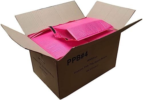iMBAPrice 9.5x14.5" Hot Pink Poly Bubble Mailers, 100-Pack – #4 Self-Seal Padded Shipping Envelopes, Waterproof Bubble Bags for Crafts, Jewelry, Cosmetics & Beauty Products - color: Pink Poly Bubble, size: 9.5"x14.5" Poly (100 Envelopes)