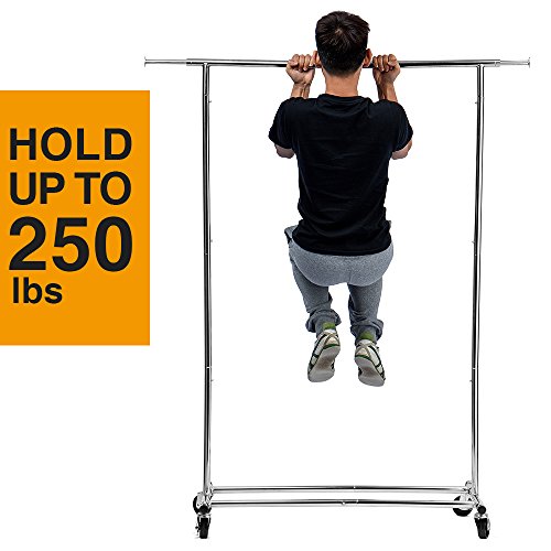 HOUSE DAY Portable Clothing Garment Rack Heavy Duty Rolling Clothes Rack Collapsible Clothing Rack-Commercial Grade
