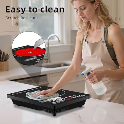 Single Burner Electric Cooktop,110V 1800W Electric Stove Top with LED Touch Control,9 Power Levels, 3 hTimer, Safety Lock,single burner cooktop Overheat protection - size: single burner electric cooktop