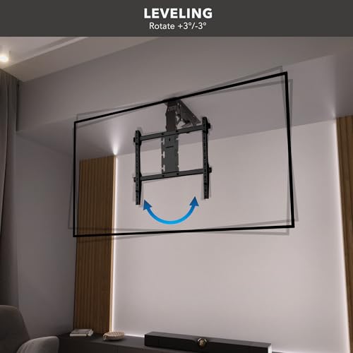 Mount-It! Motorized Ceiling TV Mount – Silent Electric Flip Down TV Mount for 50’’-90’’ Screens, Retractable Drop Down Design, RF Remote, VESA Compatible, 88 lbs Capacity, Black - color: Black