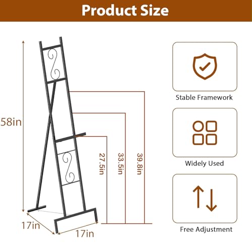 1 Black Easel Stand for Sign, Adjustable Metal Wedding Welcome Sign Stand - style: 1pack-Black