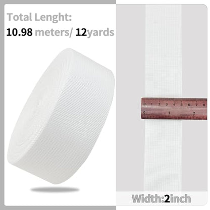2" White Wide Webbing Straps 12yd for Lawn Chair,Bag &Sewing - color: White 39
