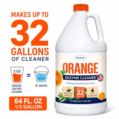 Multi-Purpose Probiotic Enzyme orange Cleaner, 1/2 Gallon (64 oz.) - Pet Stain and Odor Remover - Concentrated - Professional & Home Strength Drains, Floors, Bathrooms, Toilets Trash Can, Made in USA