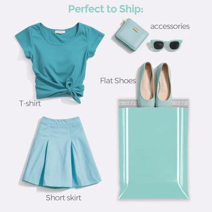 Fuxury Poly Mailers 10x13" 100 Pack,Shipping Bags For Clothing,Mint Green - color: Teal, size: 10x13'' 100pcs