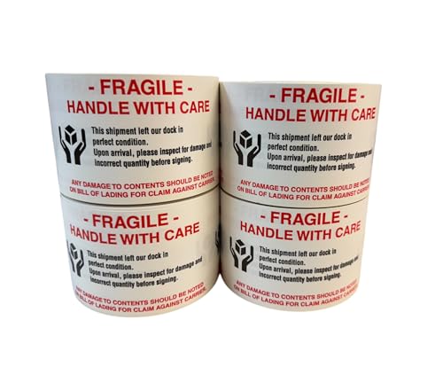 Labels and More 3x5 Fragile Handle with Care Hands Holding Box (White Red Black) Shipping Pallet Stickers 1 Roll of 500 Labels