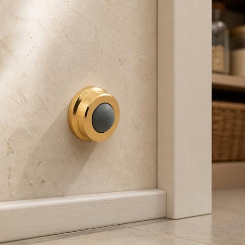 Prime-Line J 4570 1 In., Cast Brass, Bright Brass, Wall Stop with Convex Bumper (Single Pack) - color: Polished Brass, size: Pack of 1