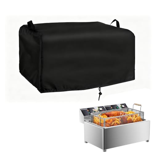 Deep Fryer Cover Compatible with Waterelfo Deep Fryer Commercial Deep Fryers EF-8-3, 420D Oxford Fabric Commercial Fryer Gas Cover, Black, 21.6"D x 16.5"W x 14.9"H - size: EF-8-3: 21.6"D x 16.5"W x 14.9"H