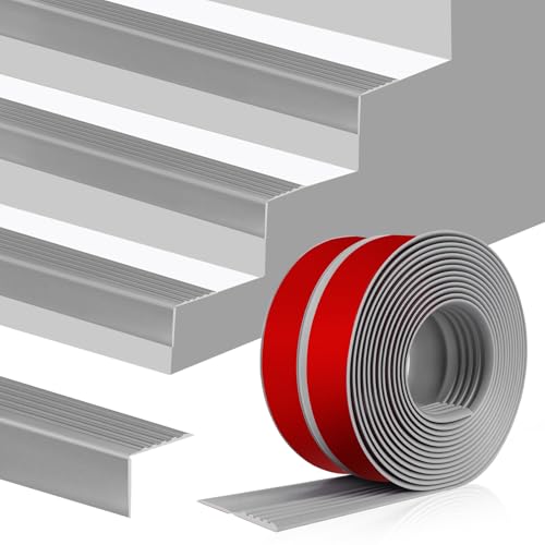 Stair Edge Trim Self Adhesive Rubber Stair Nosing Edge Protector - color: Gray, size: 4 In X 10 Ft