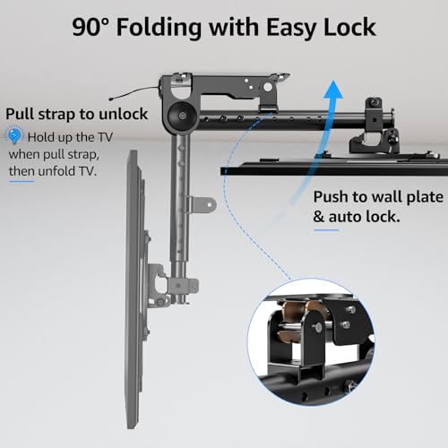 MOUNTUP Flip Down Ceiling TV Mount for Most 13-40" TVs, Full Motion TV Bracket with Height Adjustment, 360° Swivel & Rotate, Fits Flat & Slanted Ceilings, Max VESA 200x200mm Holds up to 22 lbs - size: Height 15.3'', Folding