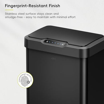 EKO Mirage-T 50 Liter / 13.2 Gallon Touchless Rectangular Motion Sensor Trash Can or Recycling Bin, Brushed Stainless Steel Finish (Matte Black) - size: Mirage-T 50 liter - Matte Black