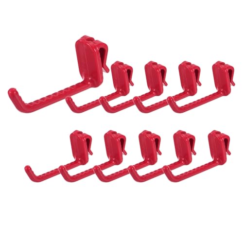 uxcell 10 Grid Wall Hooks, 3 Inch Grid Wall Panel Plastic Utility Hook, Shelf Hooks for Garage Store Warehouse Shop Home Hanging, Red - color: Red