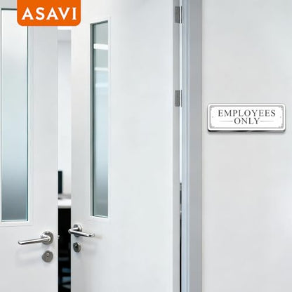 “EMPLOYEES ONLY” Acrylic Sign – Waterproof & Fade-Resistant Staff-Only Notice with Strong Adhesive + Pre-Drilled Holes (8.7"x3") | Office, Warehouse, Restricted Areas (White) - color: White
