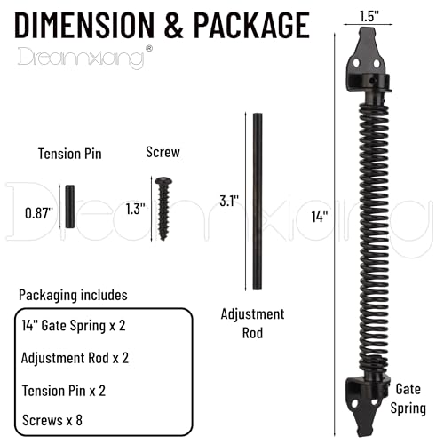14" Gate Door Spring Self Closing Heavy Duty Automatic Closure Hardware - size: 14 Inch
