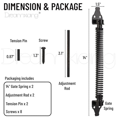 14" Gate Door Spring Self Closing Heavy Duty Automatic Closure Hardware - size: 14 Inch