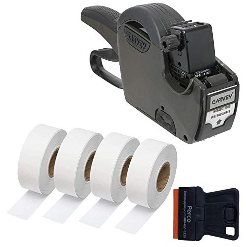 Perco Pricing Labels for Garvey 18-6 One Line Price Gun Gx1812 (18-6, Starter Kit White): Includes Price Gun, 5,000 White Pricing Labels and Preloaded Inker