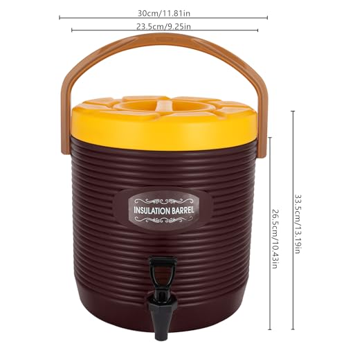 Stainless Steel Beverage Dispenser Insulated Container with Faucet Cooler with Drink Dispensers Cold and Hot Drink Dispenser for Milk Tea, Juice, Coffee 2.91 Gal Capacity (Brown) - color: Brown, size: 13L