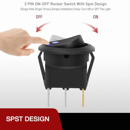 Nilight 8PCS Round On Off Rocker Toggle LED Electrical Switch 12V - color: 8Pcs Universal Switch