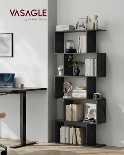 VASAGLE 5-Tier Bookcase, Open Storage, 27.6 x 9.5 x 62.6 Inches - color: Ebony Black, style: 5-Tier (27.6"W)